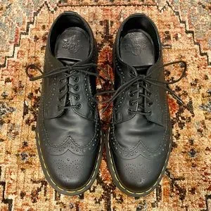 Martens Shoes 3989 Yellow Stitch Smooth Leather Brogue